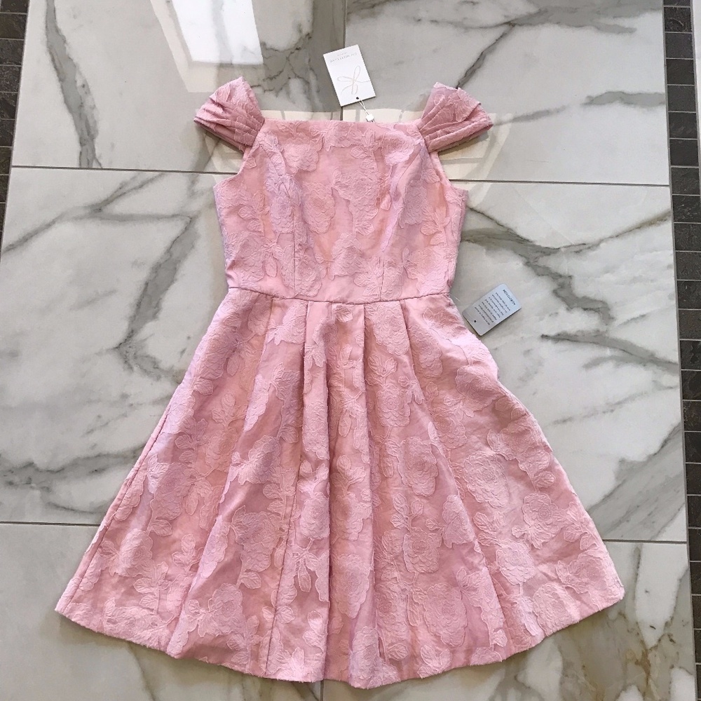 Gal Meets Glam NEW Pink 'Augusta' Floral Jacquard Dress 6